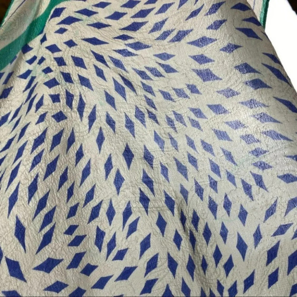 Evan PICONE 30” square blue/green print silk scarf - Picture 7 of 8